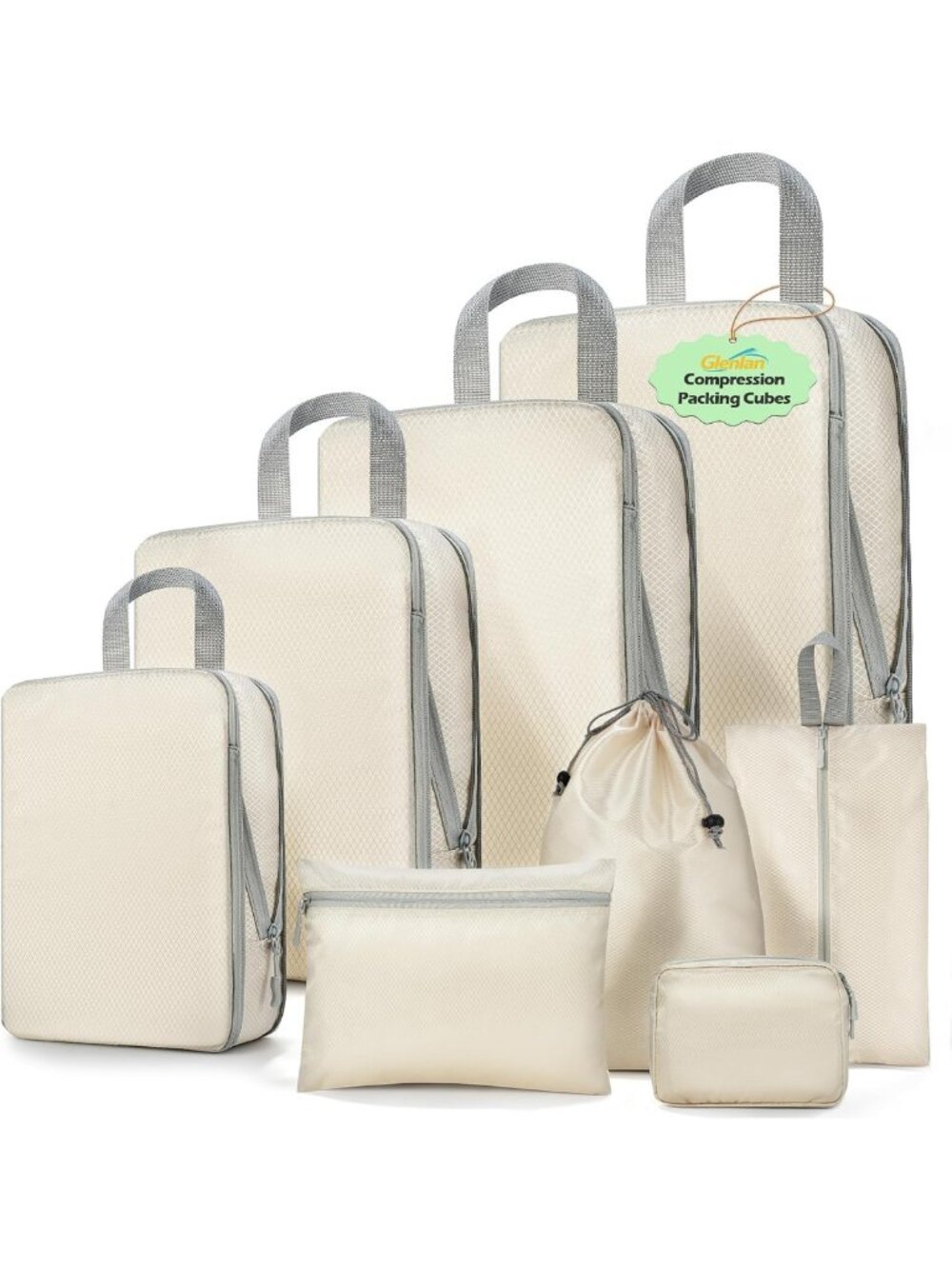 8-Piece Compression Packing Cubes Set for Travel, Organizers & Space Savers